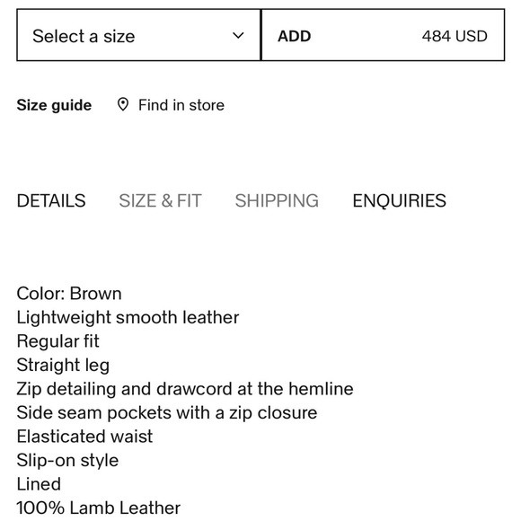 The Frankie Shop Kevin Leather Pants, Brown, NWT, Medium - Picture 6 of 16